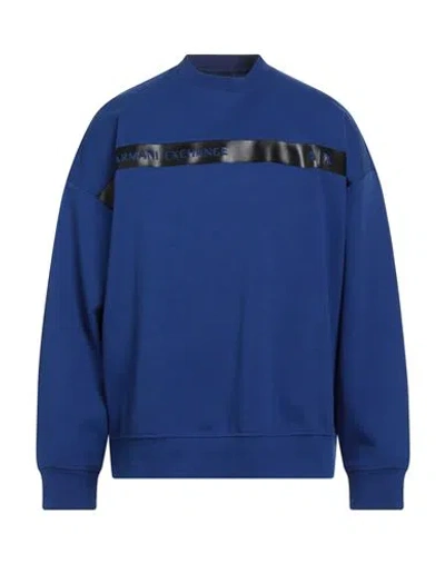 Armani Exchange Man Sweatshirt Blue Size L Cotton, Polyester, Elastane