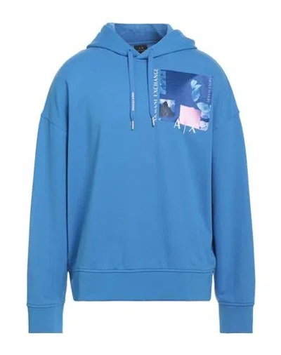 Armani Exchange Man Sweatshirt Blue Size S Cotton, Polyester, Elastane