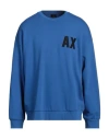 Armani Exchange Man Sweatshirt Blue Size Xxl Cotton, Elastane