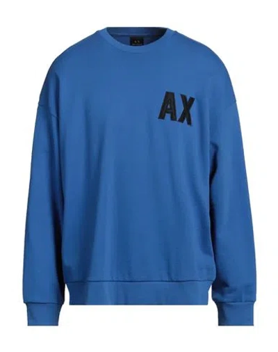 Armani Exchange Man Sweatshirt Blue Size Xxl Cotton, Elastane