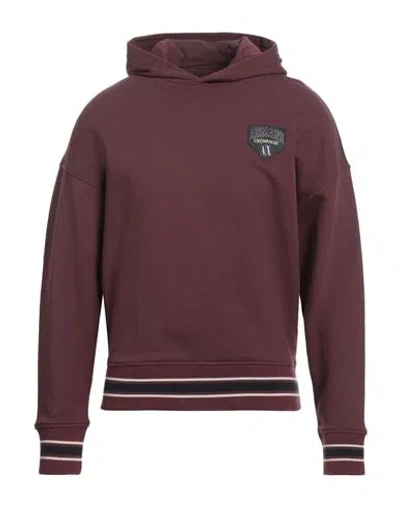 ARMANI EXCHANGE ARMANI EXCHANGE MAN SWEATSHIRT BURGUNDY SIZE L COTTON, POLYESTER, ELASTANE