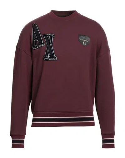 Armani Exchange Man Sweatshirt Burgundy Size M Cotton, Polyester, Elastane In Red