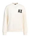 Armani Exchange Man Sweatshirt Cream Size L Cotton, Elastane In White
