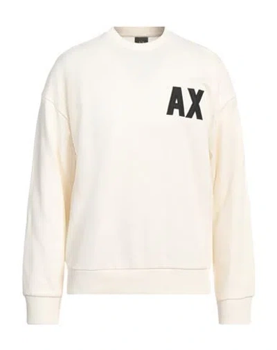 Armani Exchange Man Sweatshirt Cream Size L Cotton, Elastane In White