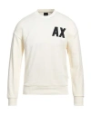 Armani Exchange Man Sweatshirt Cream Size L Cotton, Elastane In White