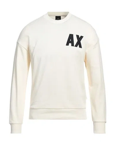 Armani Exchange Man Sweatshirt Cream Size L Cotton, Elastane In White