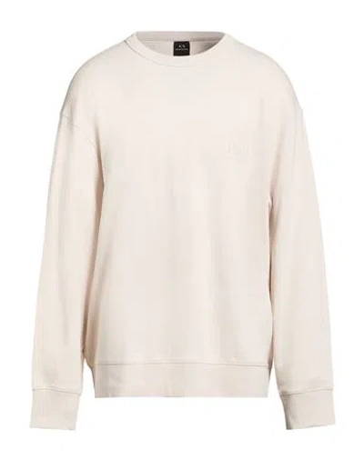 Armani Exchange Man Sweatshirt Cream Size L Cotton In Neutral