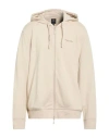 Armani Exchange Man Sweatshirt Cream Size Xs Cotton, Elastane In Neutral