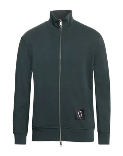 Armani Exchange Man Sweatshirt Dark Green Size M Cotton, Elastane