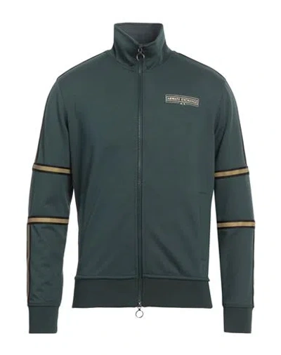 Armani Exchange Man Sweatshirt Dark Green Size L Polyester, Viscose, Elastane