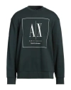 Armani Exchange Man Sweatshirt Dark Green Size S Cotton, Elastane