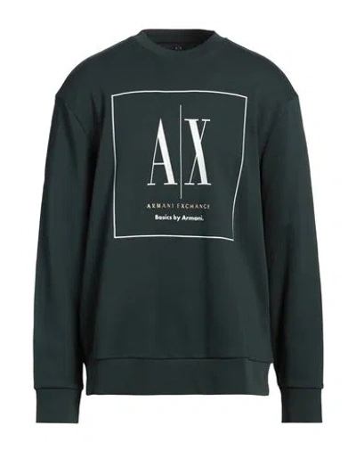 Armani Exchange Man Sweatshirt Dark Green Size S Cotton, Elastane