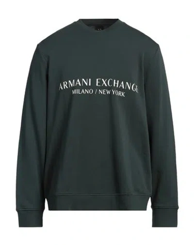 Armani Exchange Man Sweatshirt Emerald Green Size S Cotton, Elastane