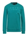 Armani Exchange Man Sweatshirt Emerald Green Size L Cotton, Polyester In Green