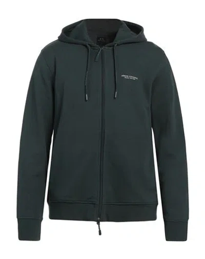 Armani Exchange Man Sweatshirt Emerald Green Size L Cotton, Elastane