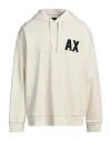 Armani Exchange Man Sweatshirt Ivory Size L Cotton, Elastane In White
