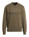 Armani Exchange Man Sweatshirt Khaki Size L Cotton, Elastane In Brown