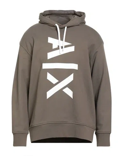 Armani Exchange Man Sweatshirt Khaki Size M Cotton, Elastane In Brown