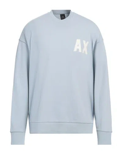 Armani Exchange Man Sweatshirt Light Blue Size L Cotton, Elastane