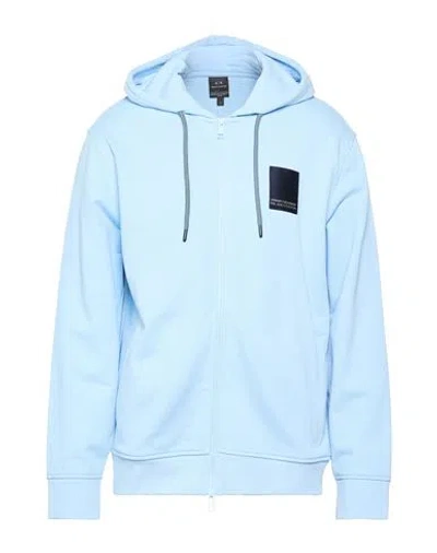 Armani Exchange Man Sweatshirt Light Blue Size L Cotton, Elastane