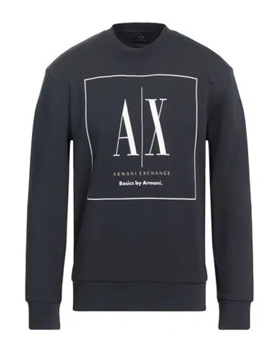 Armani Exchange Man Sweatshirt Midnight Blue Size L Cotton, Elastane