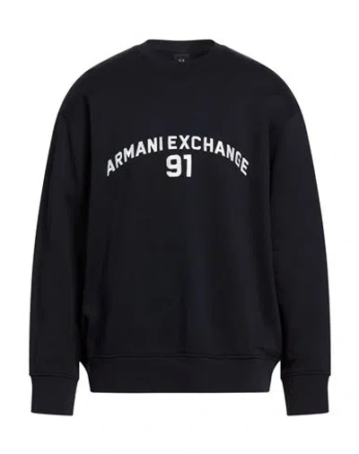 Armani Exchange Man Sweatshirt Midnight Blue Size L Cotton, Elastane