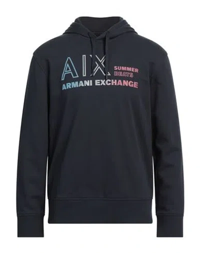 Armani Exchange Man Sweatshirt Midnight Blue Size L Cotton, Elastane