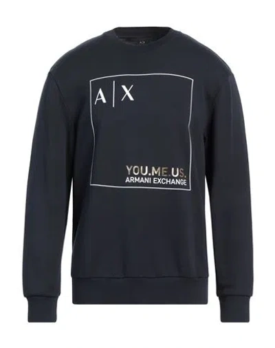 Armani Exchange Man Sweatshirt Midnight Blue Size L Cotton, Elastane In Blue