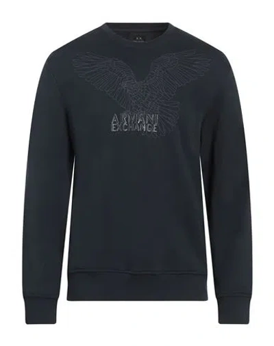 Armani Exchange Man Sweatshirt Midnight Blue Size M Cotton, Elastane