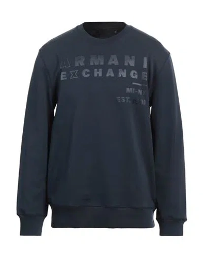 Armani Exchange Man Sweatshirt Midnight Blue Size L Cotton, Polyester