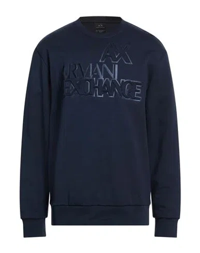 Armani Exchange Man Sweatshirt Midnight Blue Size L Cotton, Polyester