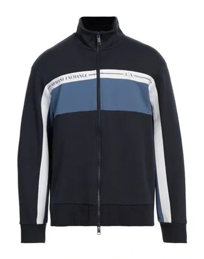 Armani Exchange Man Sweatshirt Midnight Blue Size L Cotton, Polyester, Elastane