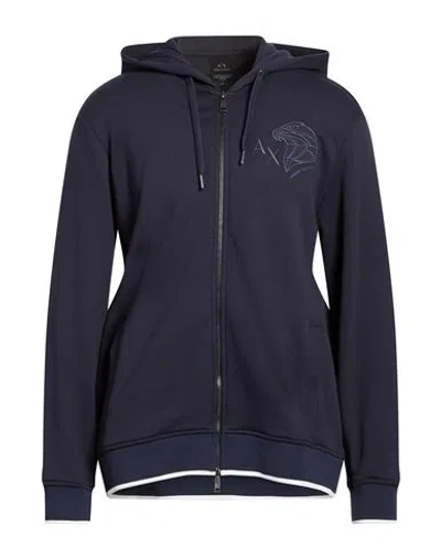 Armani Exchange Man Sweatshirt Midnight Blue Size L Cotton, Polyester, Elastane