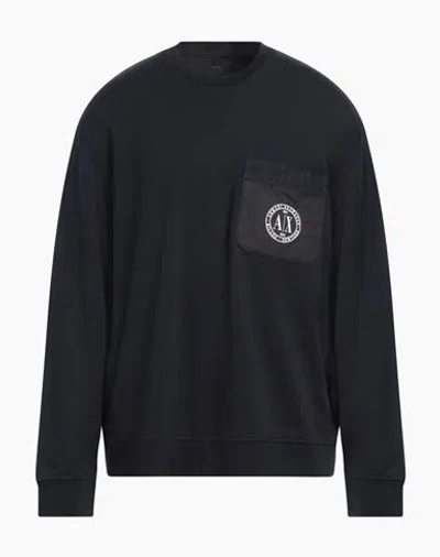 Armani Exchange Man Sweatshirt Midnight Blue Size M Cotton, Polyester, Elastane