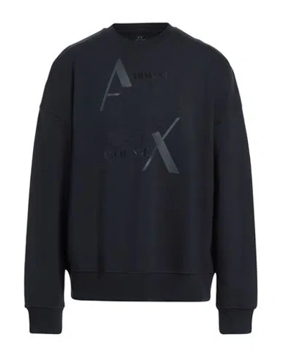 Armani Exchange Man Sweatshirt Midnight Blue Size L Organic Cotton, Elastane In Black