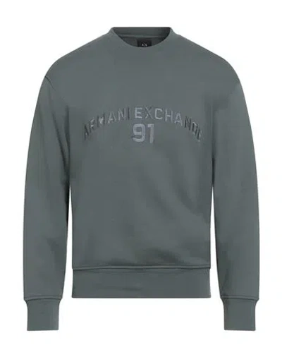 Armani Exchange Man Sweatshirt Military Green Size L Cotton, Elastane In Gray