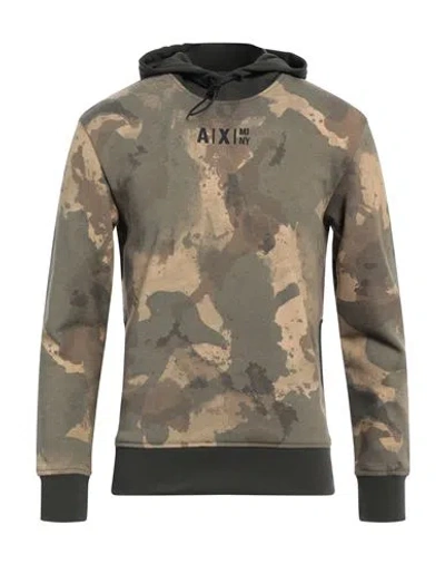 Armani Exchange Man Sweatshirt Military Green Size Xs Organic Cotton, Polyester, Elastane
