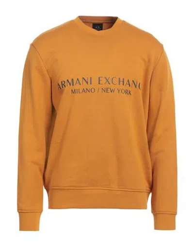 Armani Exchange Man Sweatshirt Mustard Size L Cotton, Elastane
