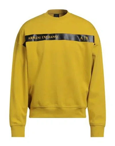 Armani Exchange Man Sweatshirt Mustard Size L Cotton, Polyester, Elastane In Yellow