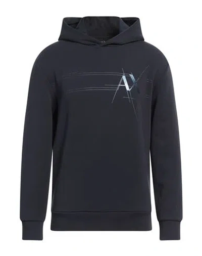 Armani Exchange Man Sweatshirt Black Size S Cotton, Polyester, Elastane In Navy Blue