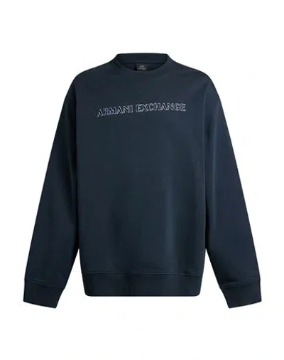 Armani Exchange Man Sweatshirt Navy Size L Cotton In Blue