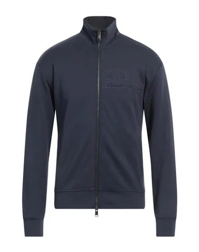 Armani Exchange Man Sweatshirt Navy Size L Cotton, Polyester In Blue