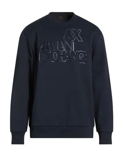 Armani Exchange Man Sweatshirt Navy Size L Cotton, Polyester In Black