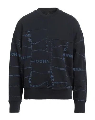Armani Exchange Man Sweatshirt Navy Size L Cotton, Polyester, Elastane In Navy