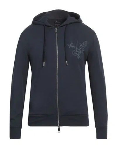 Armani Exchange Man Sweatshirt Navy Size Xs Cotton, Elastane In Blue