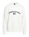 Armani Exchange Man Sweatshirt White Size L Cotton, Elastane In Orange