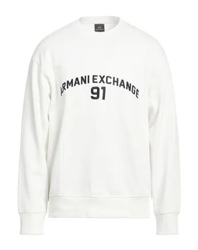 Armani Exchange Man Sweatshirt Off White Size L Cotton, Elastane In Orange