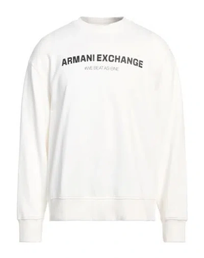 Armani Exchange Man Sweatshirt Off White Size L Cotton, Polyester, Elastane