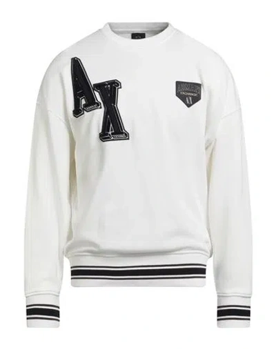 Armani Exchange Man Sweatshirt Off White Size L Cotton, Polyester, Elastane