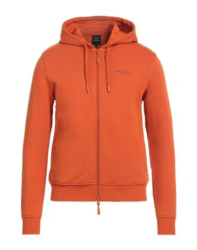 Armani Exchange Man Sweatshirt Orange Size L Cotton, Elastane